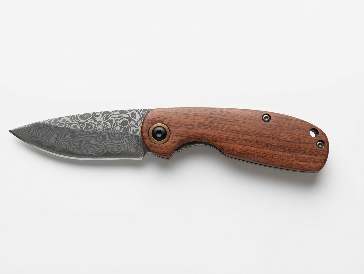 Damascus Steel Folding Knife w/ custom engraving