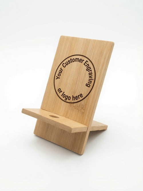 Bamboo Phone holder with a Custom Engraving