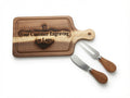 Cutting Board with Cheese Knife/fork and Custom Engraving